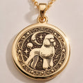 Custom Poodle Dog Medallion Pendant - 14K Solid Gold