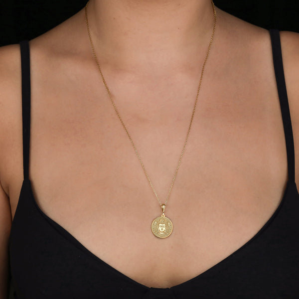 Sterling Silver/Gold Tara Necklace, Buddhist Hindu Goddess of Compassion & Protection Pendant, Handmade Jewelry Gift, Divine Feminine Power