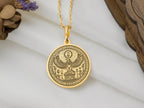 14K Solid Gold Horus Charm Necklace, Horus Silver Pendant, Rose Gold Horus Necklace, Egyptian Jewelry, Falcon Medallion, Eye Of Horus Charm