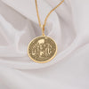Memento Mori & Carpe Diem necklace, exquisitely crafted in radiant 14K Gold Plated, This detailed medallion features a central skull atop an hourglass, flanked by candles – a powerful reminder to live fully. A timeless piece of philosophical jewelry, perfect as a meaningful gift or personal talisman. Personalize it to make it uniquely yours. Carry this intricate symbol of stoic wisdom and seize the day.