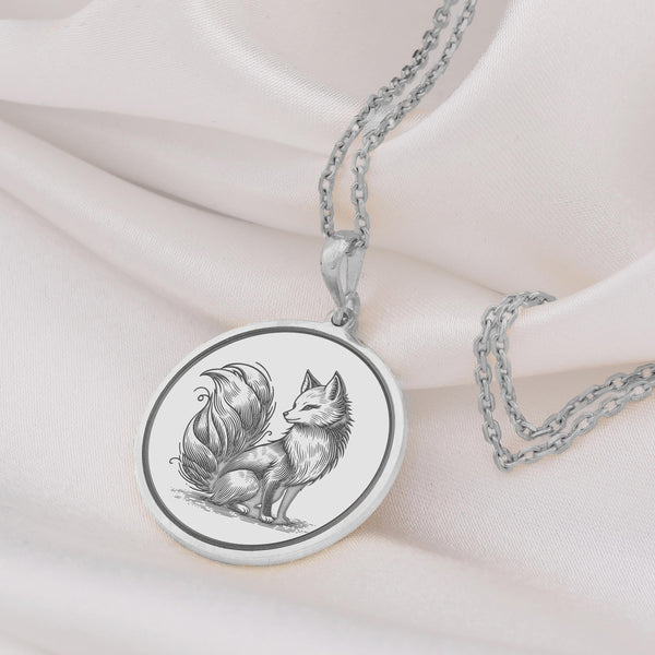 14K Solid Gold Fox Charm Necklace, Cute Fox Silver Charm Pendant, Fox Jewelry, Gold Fox locket, dainty fox Necklace, Minimalist Fox charm