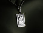Emperor Tarot Major Arcana Pendant Necklaces 925 925 Sterling Silver rectangular pendant featuring an emperor figure design for a regal necklace.