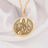 Gold Parvati Goddess Pendant Necklace, Hindu Family Necklace, Dainty detailed parvati protection talisman