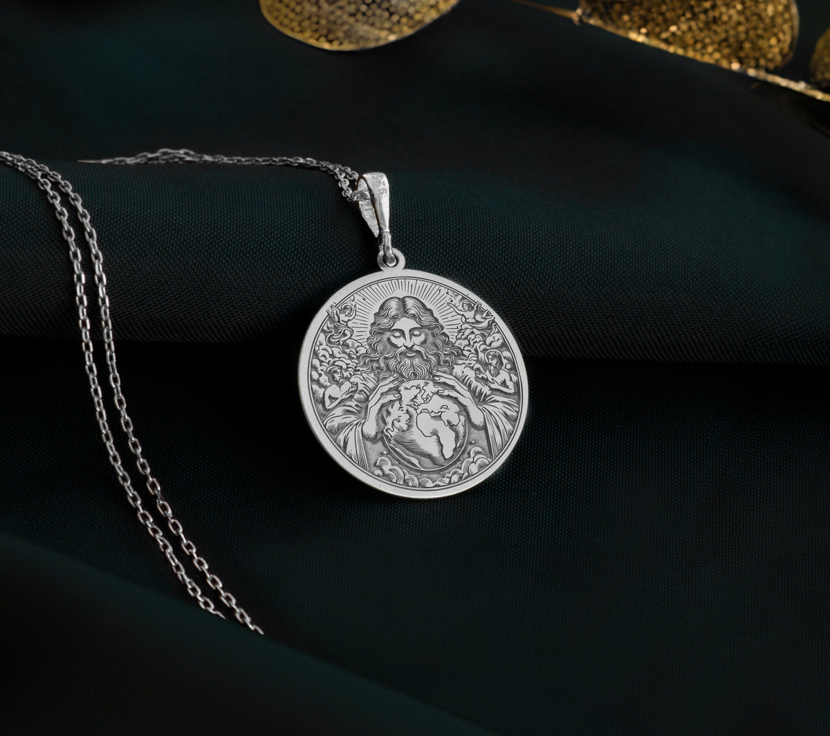 14K Solid Gold Jesus Charm Necklace, Christ Silver Pendant, Rose Gold Jesus Christ Necklace, Christian Jewelry, Holy Face Medallion, Savior