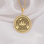 14K solid gold snow globe pendant featuring two cats inside a detailed coin-style medallion. Perfect gift for cat lovers and jewelry enthusiasts, handmade and adjustable for any outfit.