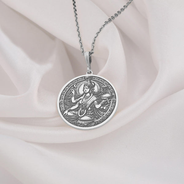 925 sterling silver Annapurna Deva necklace celebrating the goddess of nourishment and abundance. Meticulously handcrafted, this pendant blends spiritual symbolism and elegant design, ideal for meaningful gifts or personal spiritual connection.