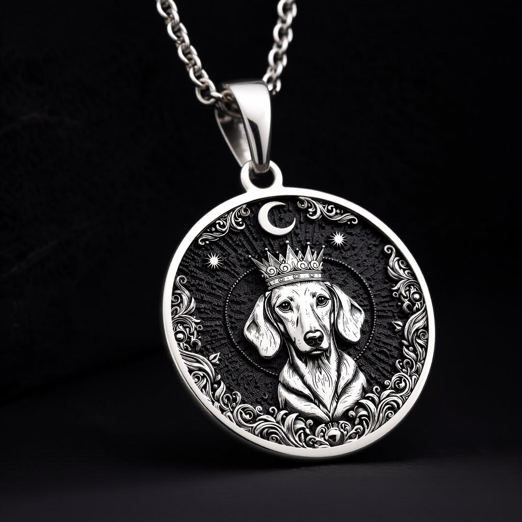Dachshund King Portrait Pendant - 925 Sterling Silver