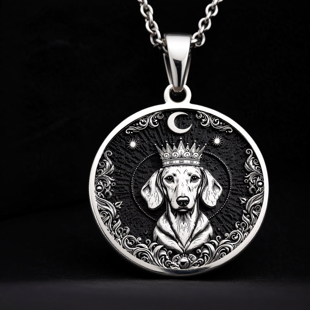 Dachshund King Portrait Pendant - 925 Sterling Silver