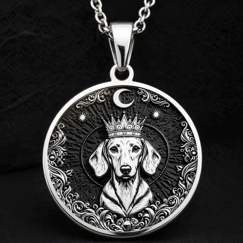 Dachshund King Portrait Pendant - 925 Sterling Silver