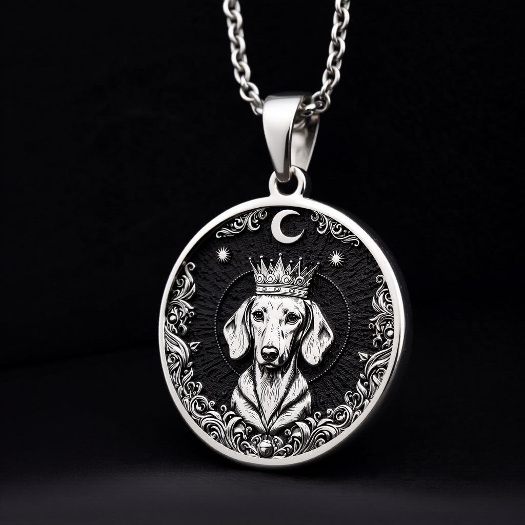 Dachshund King Portrait Pendant - 925 Sterling Silver