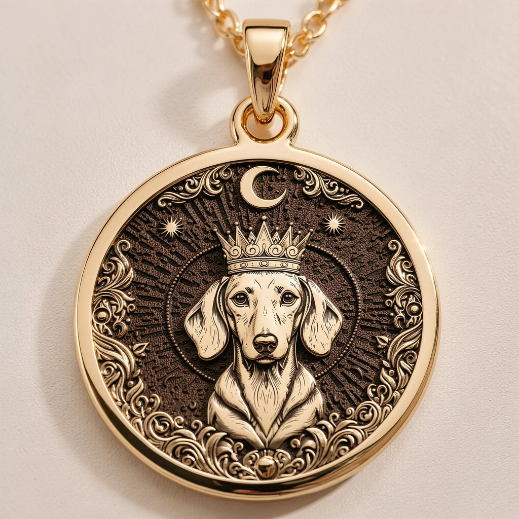 Dachshund King Portrait Pendant | Silver & Plated Options - Pet Memorial Spirit Animal - Görsel 1, Celestial Pet