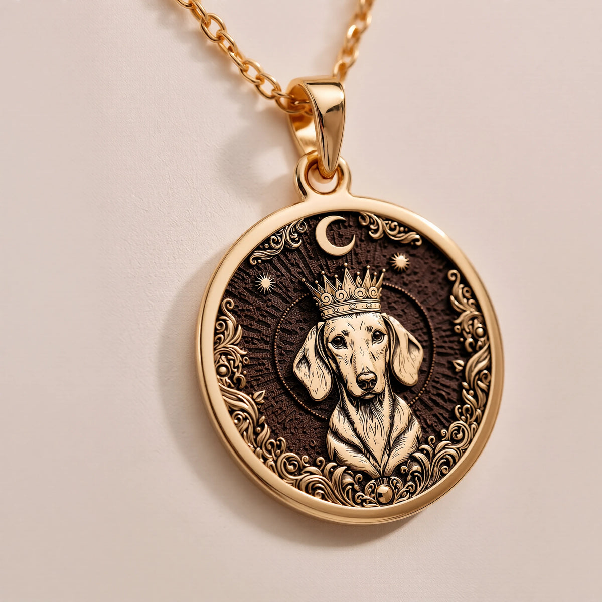 Dachshund King Portrait Pendant | Silver & Plated Options - Pet Memorial Spirit Animal - Görsel 2, Celestial Pet