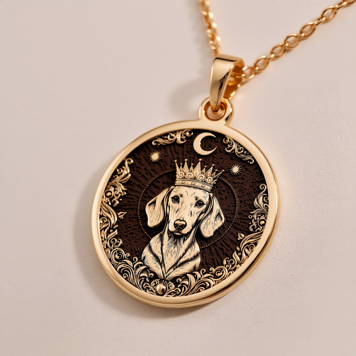 Dachshund King Portrait Pendant | Silver & Plated Options - Pet Memorial Spirit Animal - Görsel 3, Celestial Pet