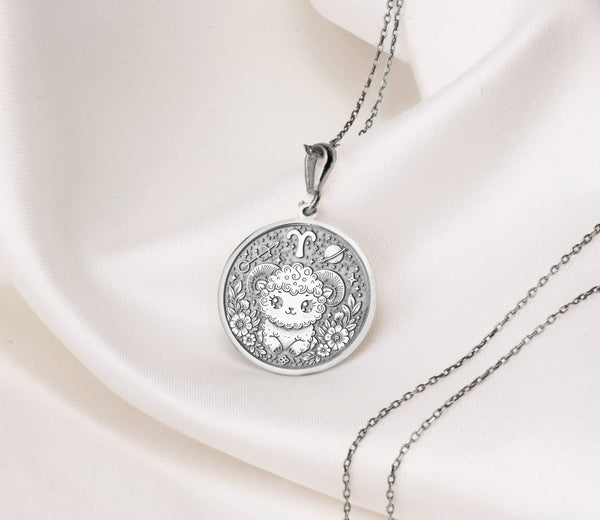 14K Solid Gold Aries Zodiac Necklace, Aries Charm, Silver Aries Charm Gift, Gold Aries Charm Women, Zodiac Charm gift, Horoscope Charm