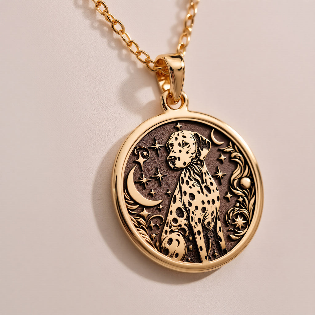 Dalmatian Medallion Necklace - 14K Solid Gold