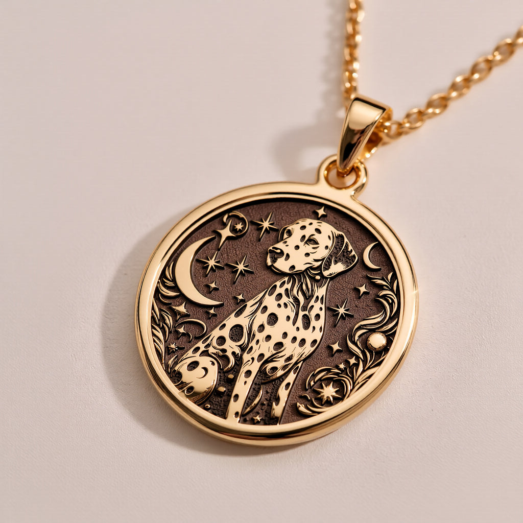 Dalmatian Medallion Necklace - 14K Solid Gold