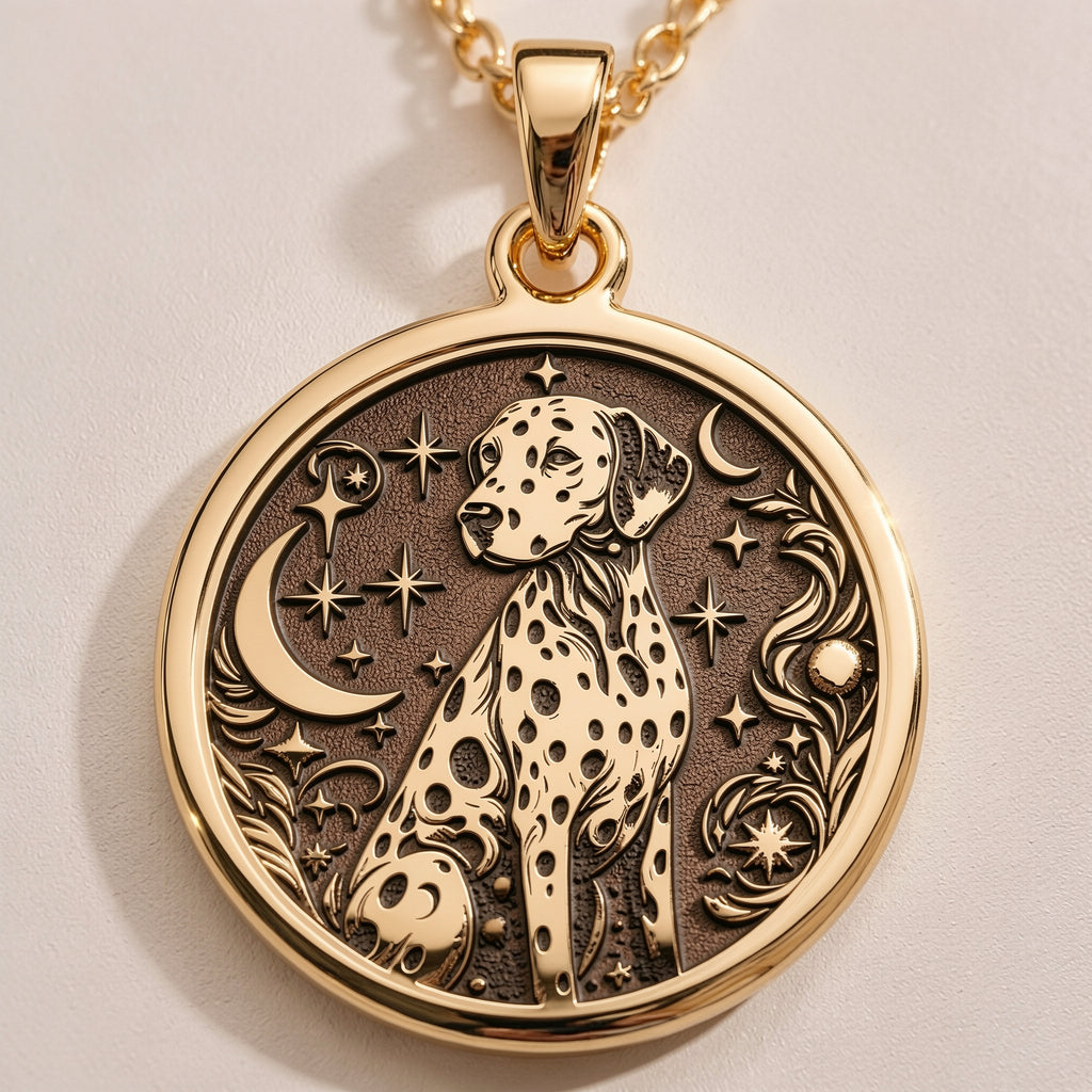 Dalmatian Medallion Necklace - 14K Solid Gold