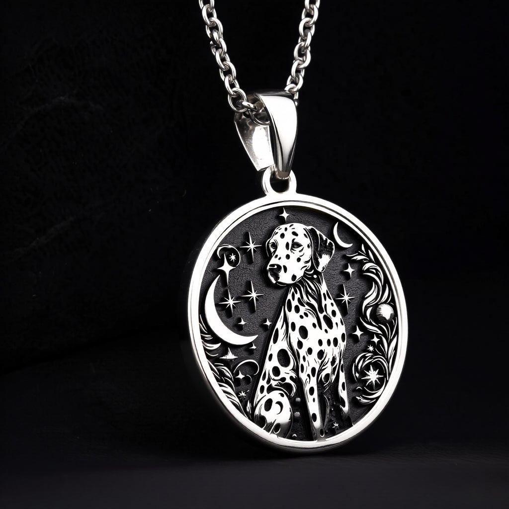 Dalmatian Medallion Necklace - 925 Sterling Silver