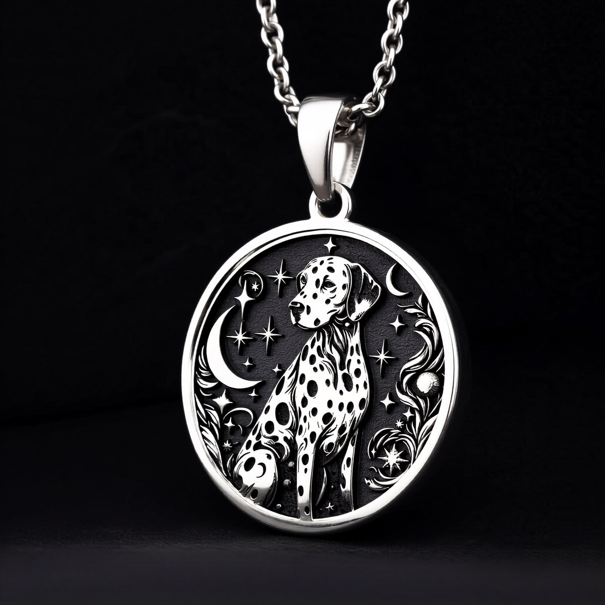 Dalmatian Medallion Necklace - 925 Sterling Silver