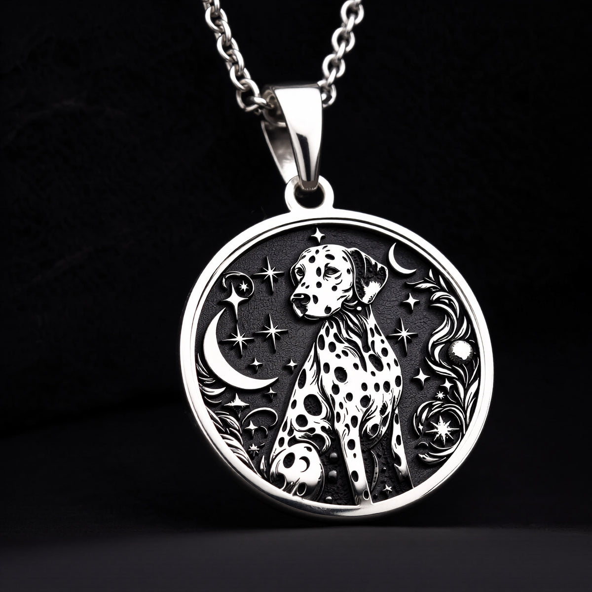 Dalmatian Medallion Necklace - 925 Sterling Silver