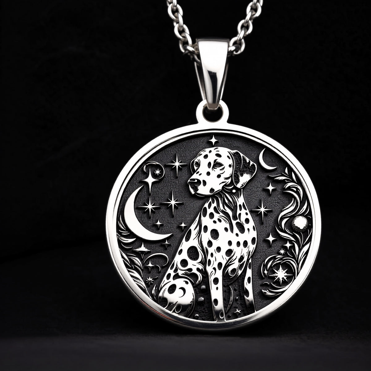 Dalmatian Medallion Necklace - 925 Sterling Silver