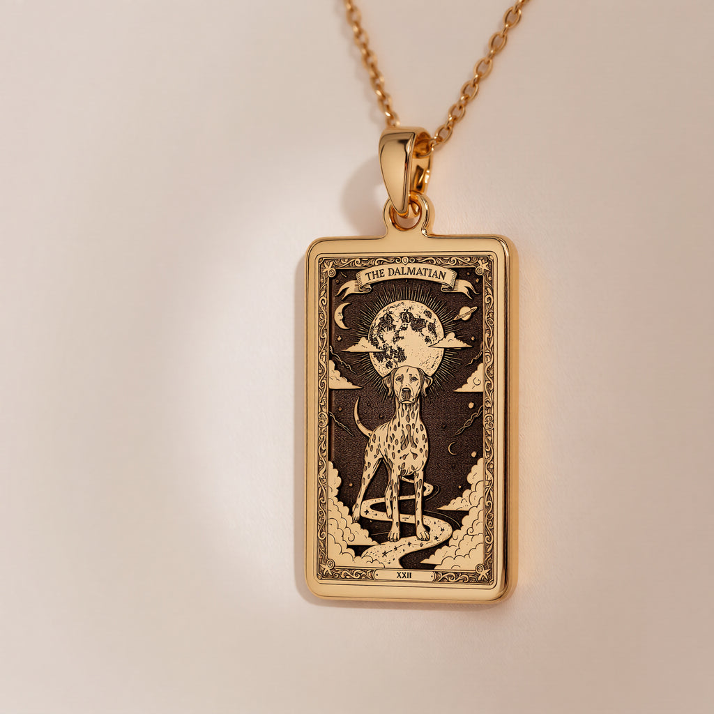 Dalmatian Pet Portrait Necklace - 14K Solid Gold