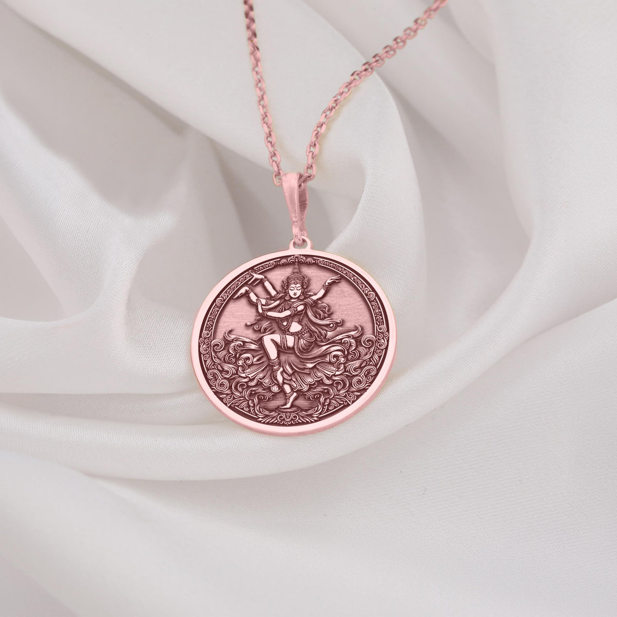 Rose Gold Apsara Pendant,Hindu Dancer Necklace for Women, Mythology Inspired Rose Gold Jewelry  Handmade Rose Gold, Apsara Charm, Elegant Rose Gold Apsara Pendant, Spiritual Jewelry Gift for Women