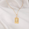 14K Solid Gold Justice Tarot Card Necklace, Tarot Reading Rectangle Charm, Dainty Justice Tarot Necklace, Silver Justice Tarot Necklace