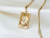 Multiple chain silver tarot card necklace , multiple chain real gold strength tarot card Necklace, Tarot Card gold chain , Tarot card silver chain, Strength rose gold tarot card charm, Tarot Gift, Tarot charm gift, Tarot card charm series