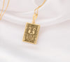 Gold Ace of Queens pendant featuring two queens facing each other with a heart symbol, representing love, unity, and empowerment. Perfect LGBTQ+ jewelry gift.