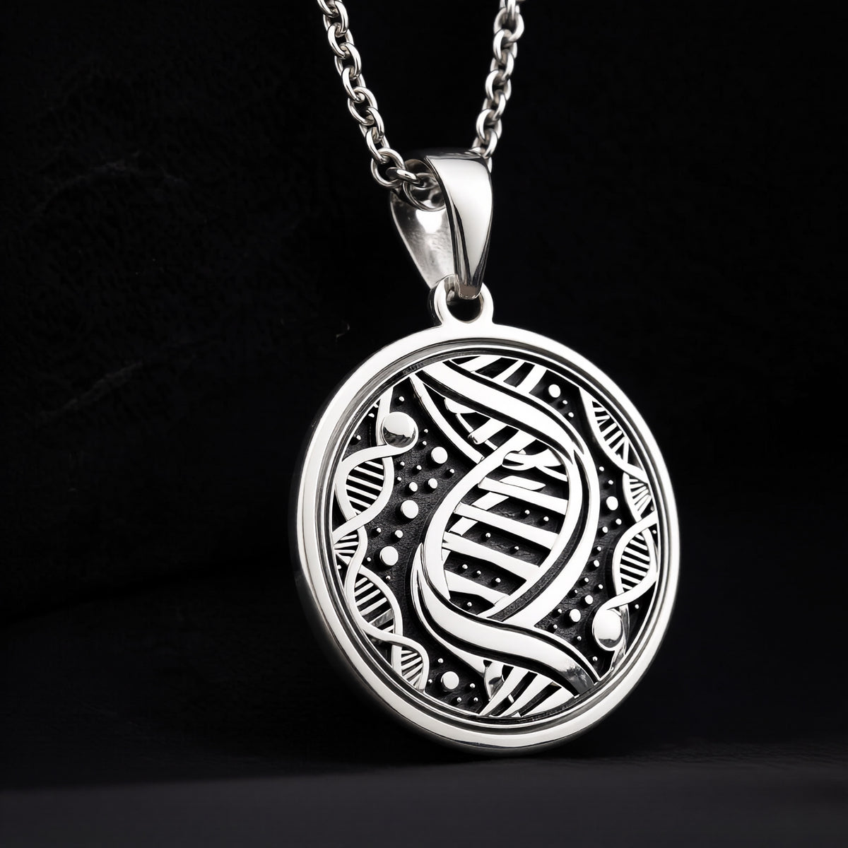 DNA Double Helix Science Pendant - 925 Sterling Silver