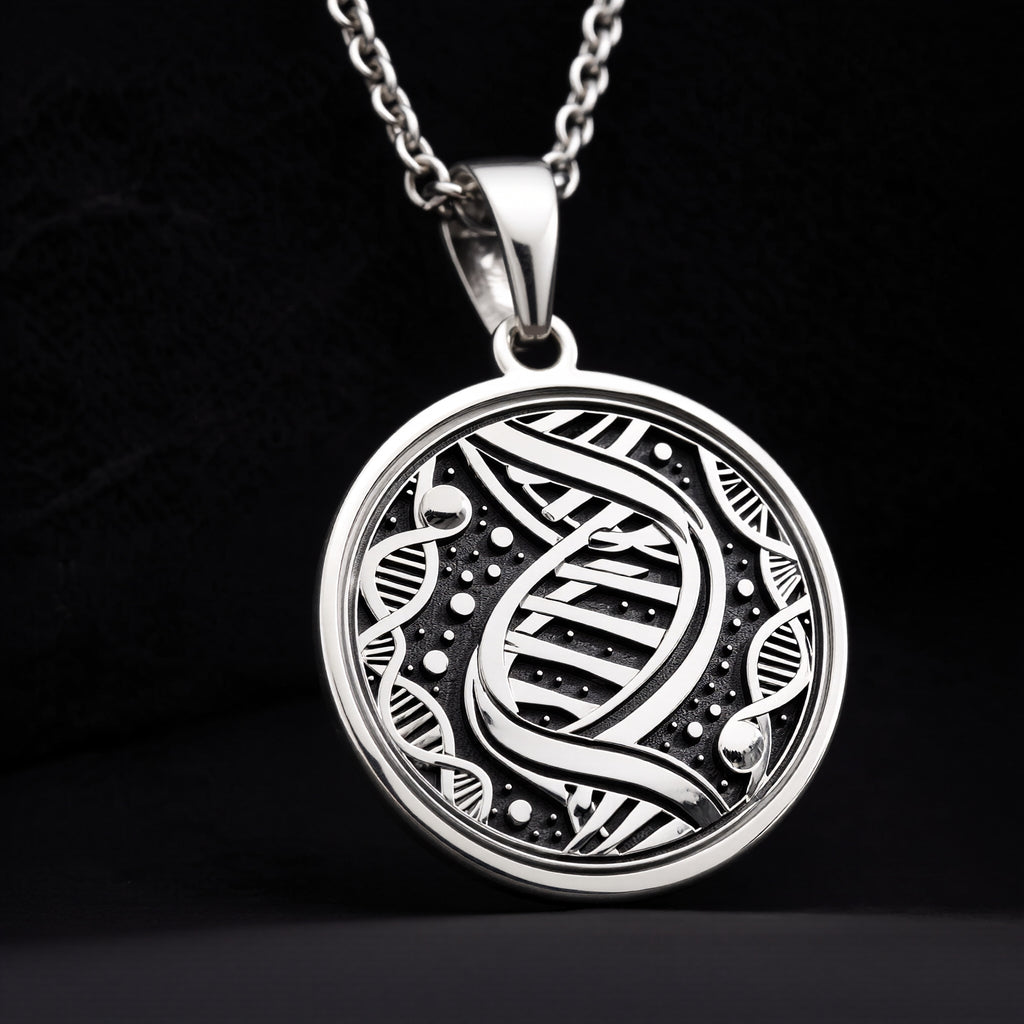 DNA Double Helix Science Pendant - 925 Sterling Silver