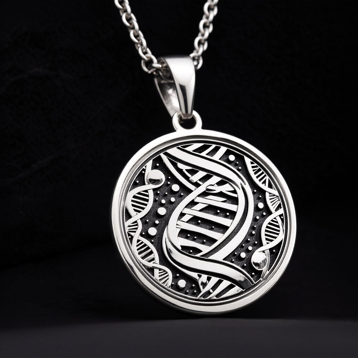 DNA Double Helix Science Pendant - 925 Sterling Silver