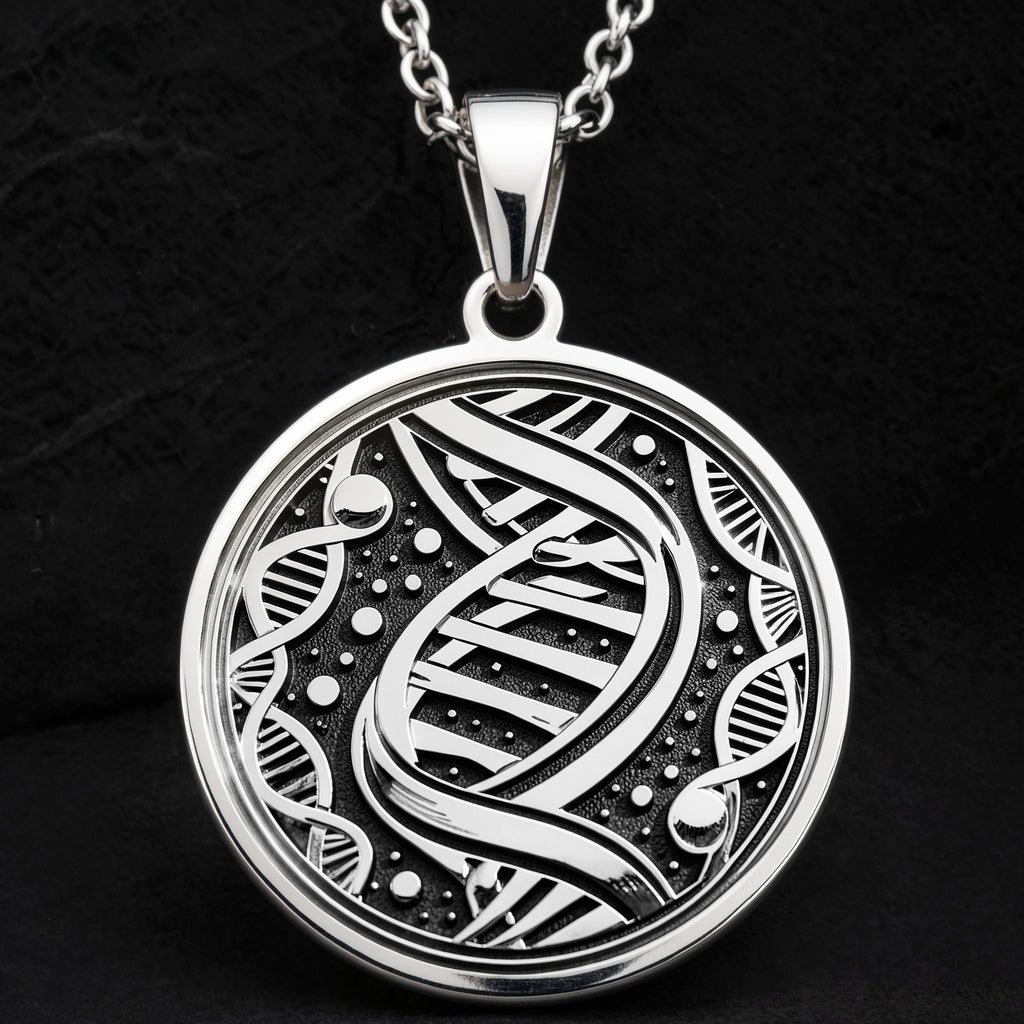 DNA Double Helix Science Pendant - 925 Sterling Silver