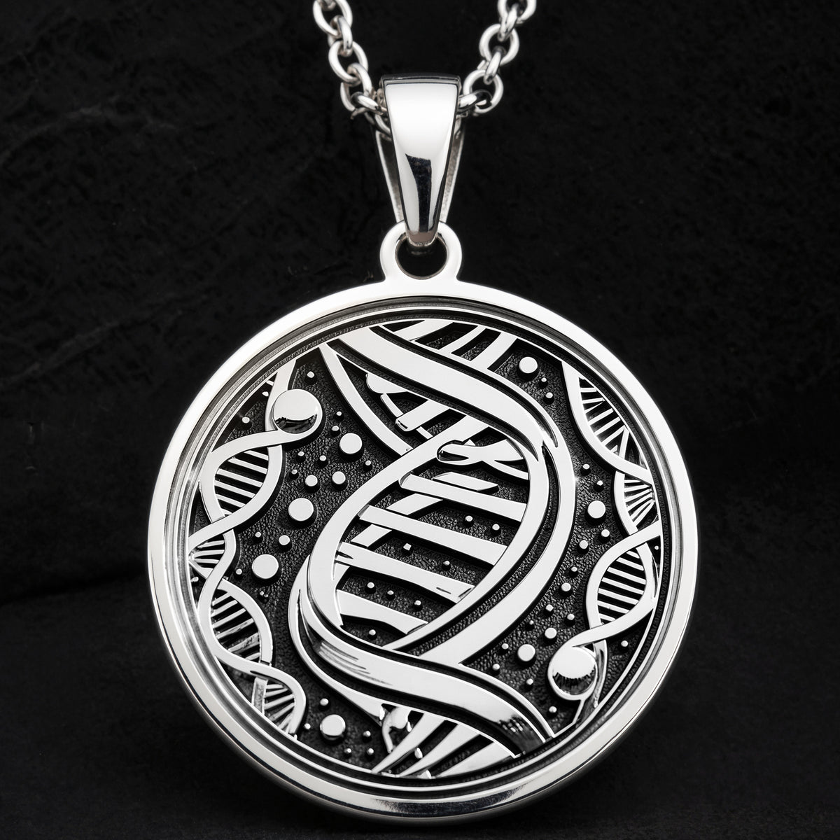 DNA Double Helix Science Pendant - 925 Sterling Silver