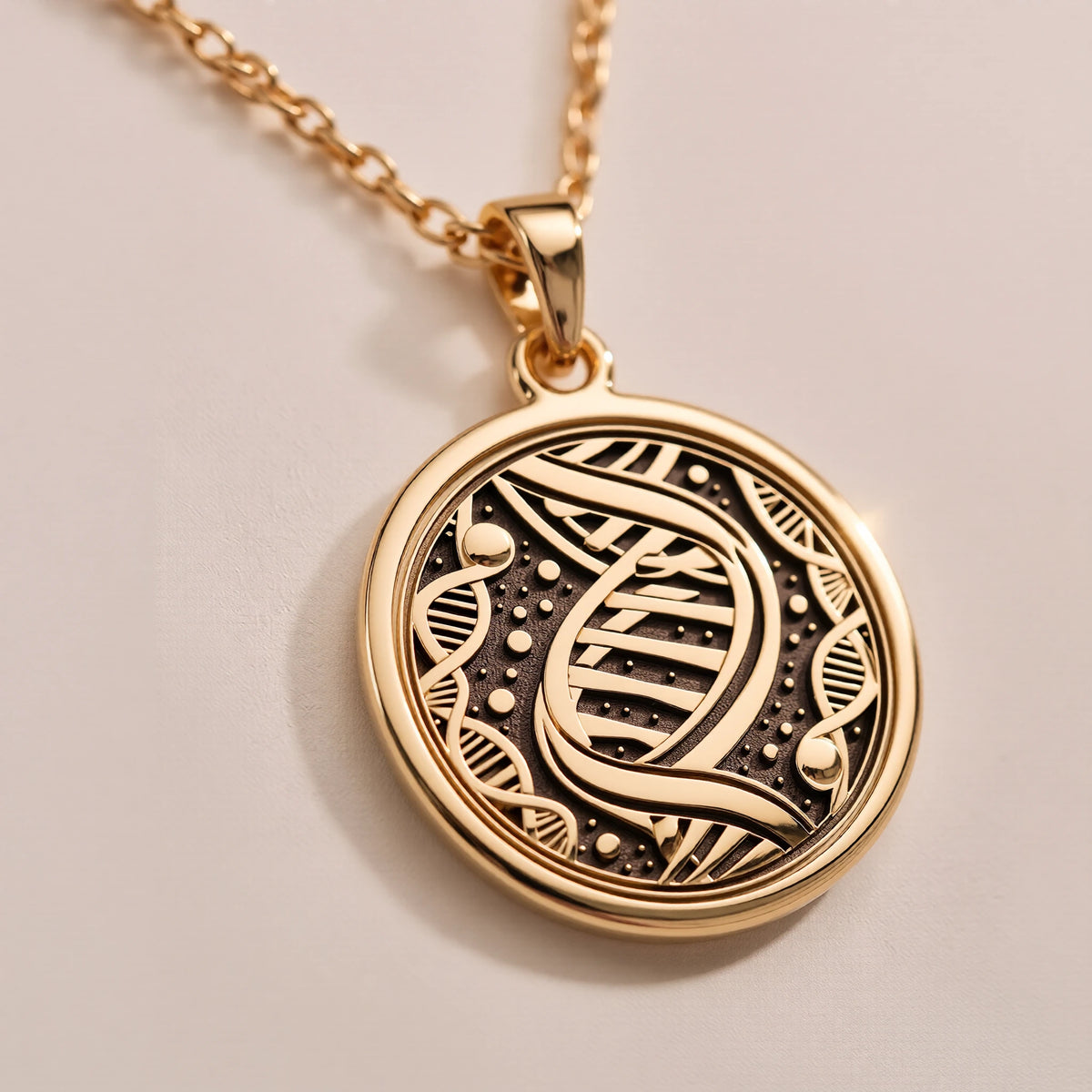DNA Double Helix Science Pendant - Biology Genetics Gift for Students & Researchers - Görsel 2, 14K Gold Pendant