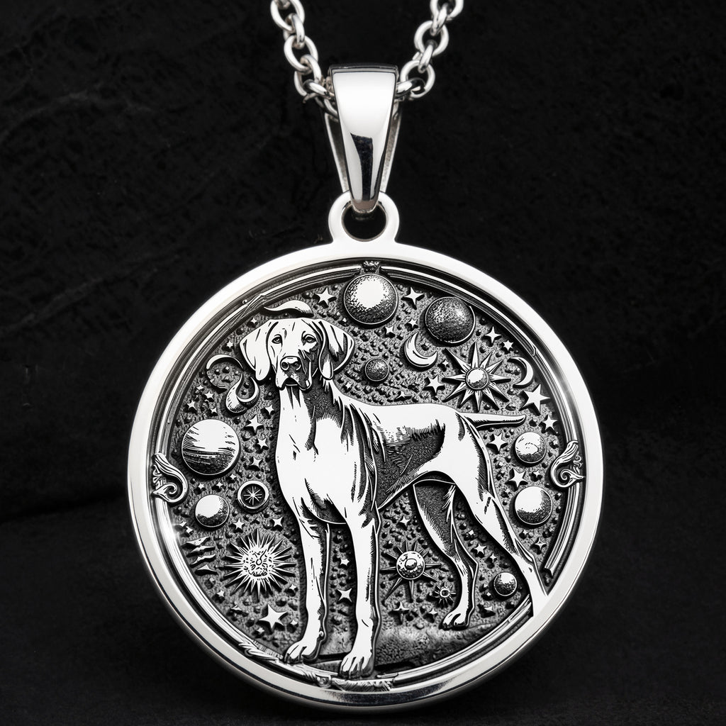 Doberman Dog Cosmic Medallion Necklace - 925 Sterling Silver