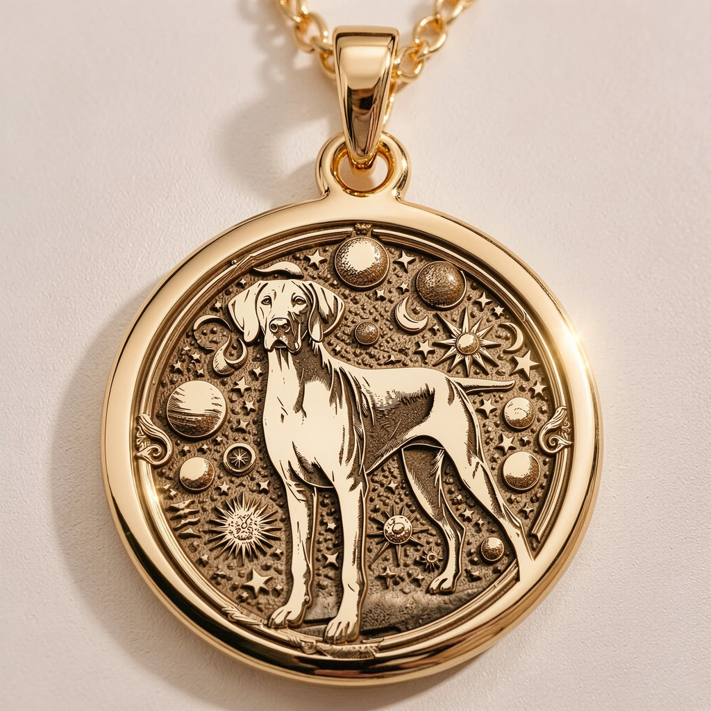 Doberman Dog Cosmic Medallion Necklace | Silver & Plated Options - Celestial Nighttime Sky - Görsel 1, 14k doberman charm