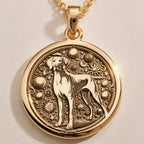 Doberman Dog Cosmic Medallion Necklace | Silver & Plated Options - Celestial Nighttime Sky - Görsel 1, 14k doberman charm