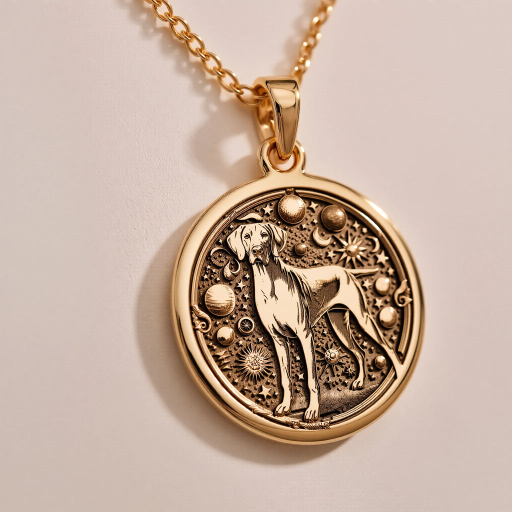 Doberman Dog Cosmic Medallion Necklace | Silver & Plated Options - Celestial Nighttime Sky - Görsel 2, 14k doberman charm