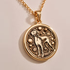 Doberman Dog Cosmic Medallion Necklace | Silver & Plated Options - Celestial Nighttime Sky - Görsel 2, 14k doberman charm