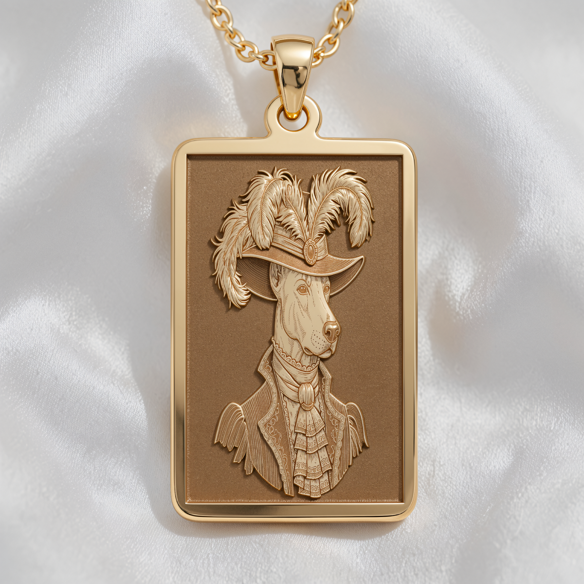Doberman Portrait Necklace - 14K Gold Plated