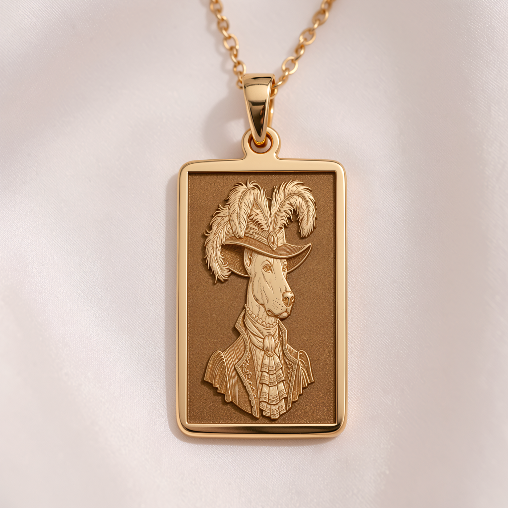 Doberman Portrait Necklace - 14K Solid Gold