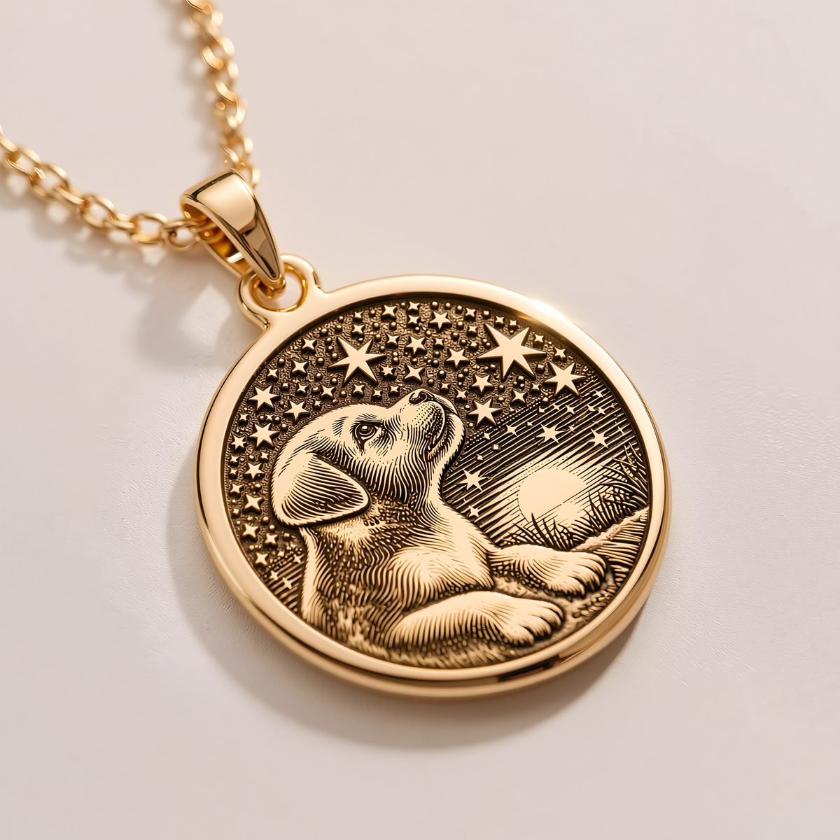 Dog Paw Memorial Pendant - 14K Solid Gold, Left Angle View