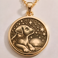 Dog Memorial Necklace: 14K Gold with dog memorial gift 14k gold puppy talisman amulet - View 158