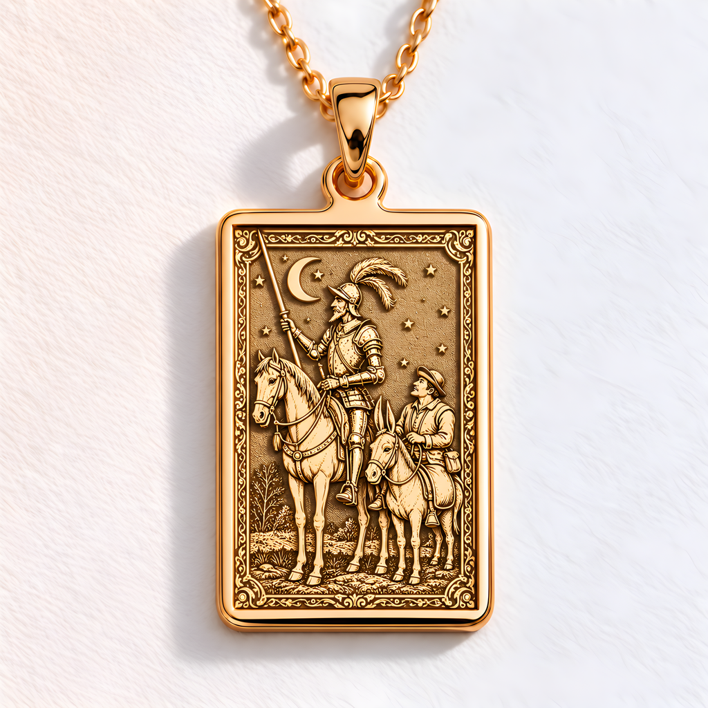 Don Quixote Necklace: 14K Gold, Spanish Knight Coin, Dreamer Jewelry - View 2
