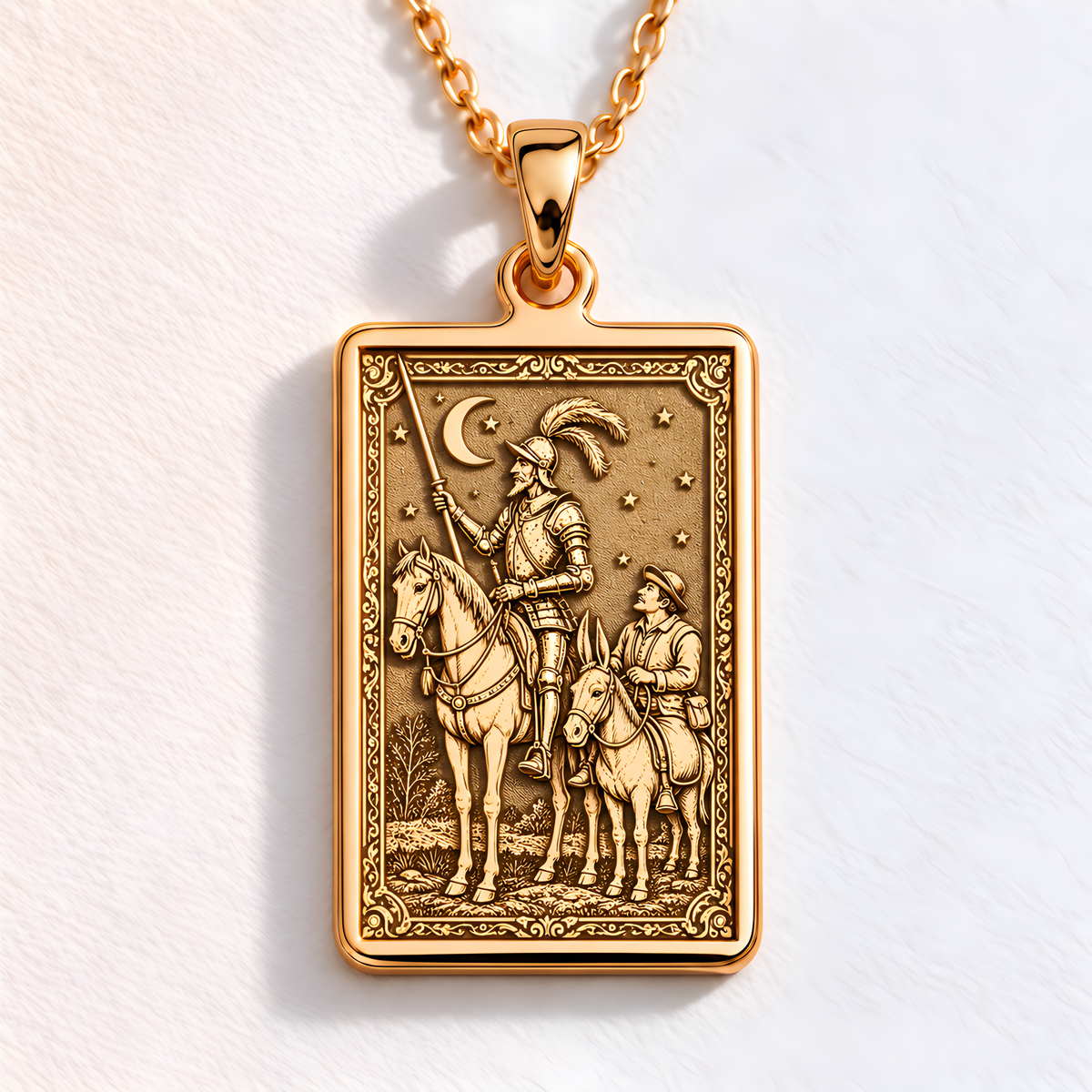 Don Quixote Necklace: 14K Gold, Spanish Knight Coin, Dreamer Jewelry - View 2