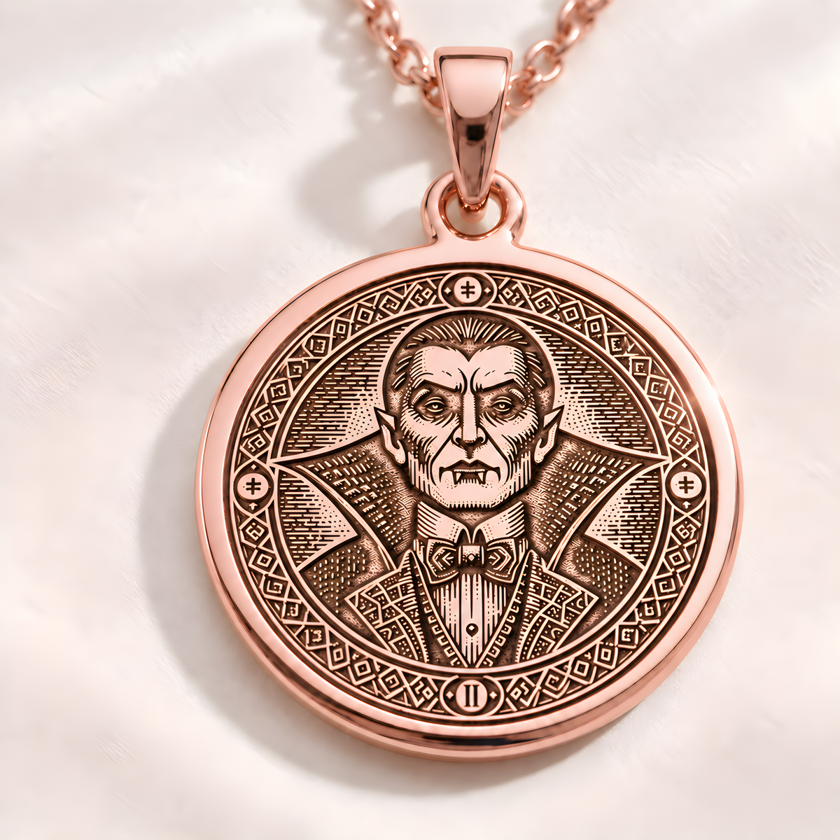 Dracula Vampire Gothic Necklace - 14K Rose Gold Plated
