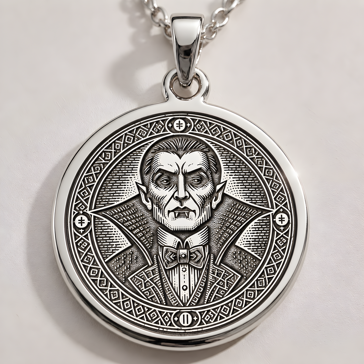 Dracula Vampire Gothic Necklace - 925 Sterling Silver