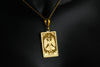 14K Solid Gold The Devil Tarot Necklace, Silver Devil Tarot Pendant, Minimalist TarotNecklace, Dainty Tarot Charm Necklaces Rose plated